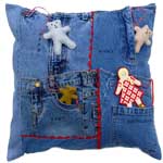 upcycled denim cushion